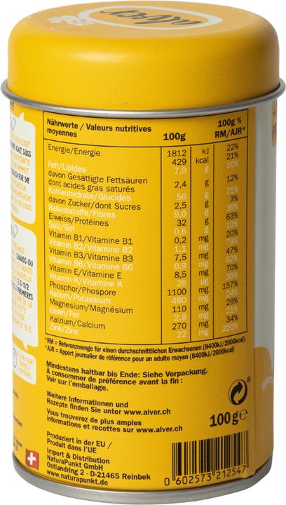 Nährwerte und Zutaten Alver Golden Chlorella (100 g)