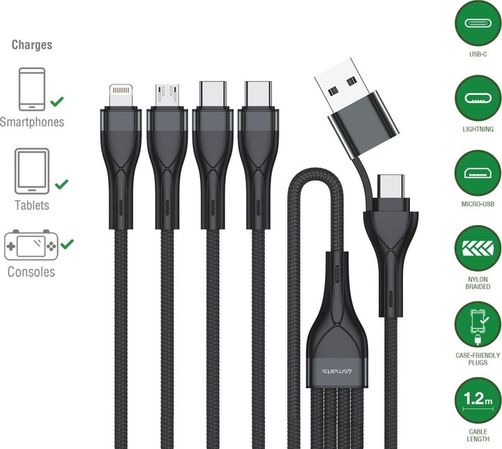 Actual product image 4smarts Multi charging cable 4in2 (1.20 m, USB 2.0)