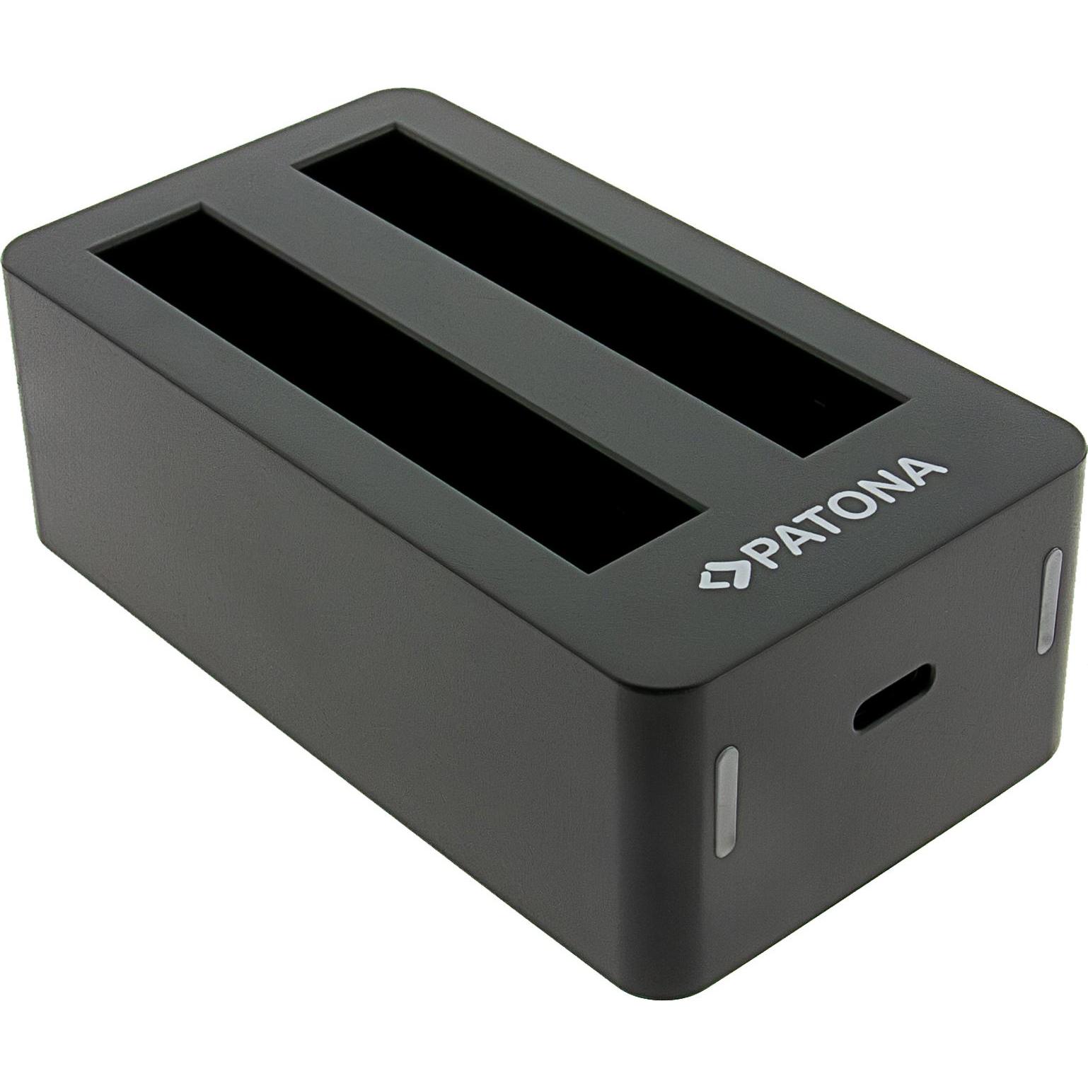 Patona Dual Ladegerät für Insta360 X5 CINSBAHA inkl. USB-C Kabel, Accessori action cam, Nero