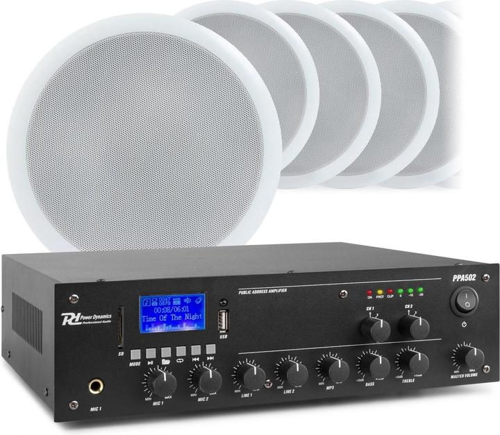 Actual product image Power Dynamics geluidsinstallatie met Bluetooth, 10 plafondluidsprekers en 100 meter luidsprekerkabel (Passive)