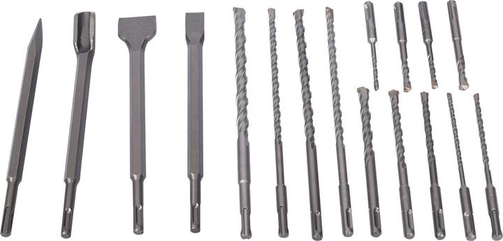 Actual product image Wiltec XPOtool SDS Plus 17pcs. Set of Stone Drills with Chisel Set of Drills for Drill Hammer for Stonework (8 mm, 12 mm, 14 mm, 5 mm, 6 mm, 10 mm)