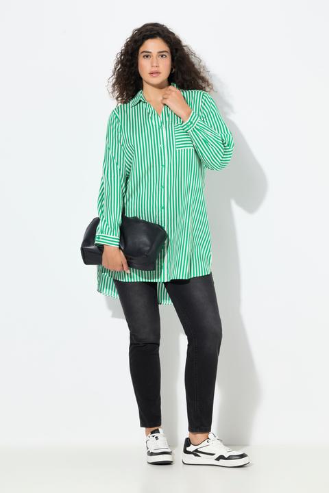 Immagine prodotto Ulla Popken Camicia dal taglio svasato con righe, collo da camicia e maniche lunghe (54)