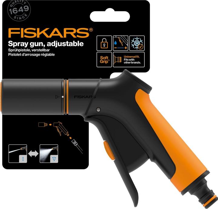 Immagine prodotto Fiskars Pistola a spruzzo, 2 funzioni, Portata infinitamente variabile, Con regolatore frontale e