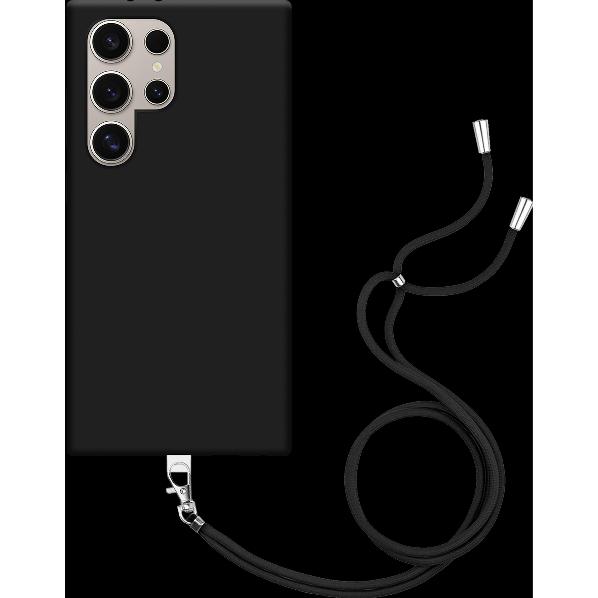 Thumbnail - Cazy Handykette Hülle Kompatibel mit Samsung Galaxy S24 Ultra - Silikon Handyhülle mit Band Necklace, Handykette, Schwar...