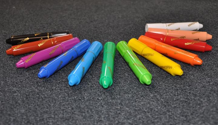 Produktbild Malinos Wachsmalstifte 3-in-1 (Schwarz, Braun, Dunkelblau, Hellblau, Hellgrün, Lila, Weiss, Rot, Grün, Gelb, Orange, Rosa, 12 x)
