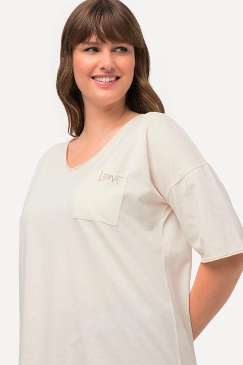 Image du produit Ulla Popken T-shirt d'intérieur oversize à col rond et manches courtes, bords roulottés (46, 48)