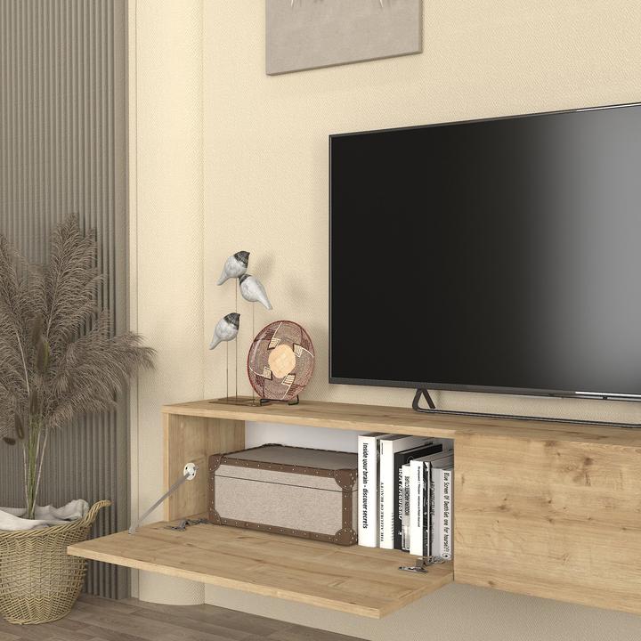Produktbild En.Casa TV-Lowboard hängend Nolven 160x32x30 cm Eicheoptik (160 x 31.50 x 30 cm)