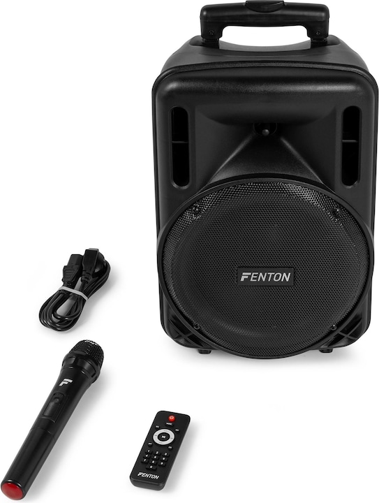 Produktbild Fenton Speaker Bluetooth - FT10LED MK2 karaoke box met LEDâ€™s, accu en microfoon - Voor (Aktiv)