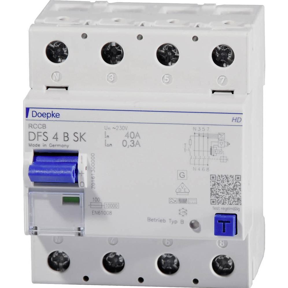 Doepke, Interruttore, 09136998HD Interruttore differenziale 4 poli 40 A 0,3 A 230 V, 400 V (09136998HD)