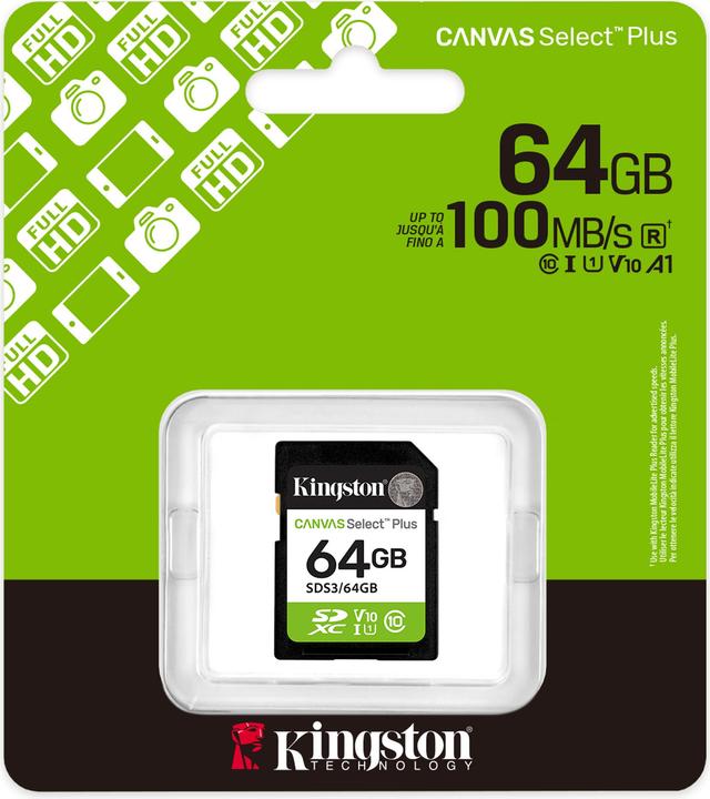 Produktbild Kingston Canvas Select Plus (64 GB, SD, SDHC, SDXC, U1, UHS-I)