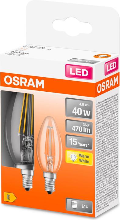 Actual product image Osram Classic B (E14, 4 W, 470 lm, 2 x, E)