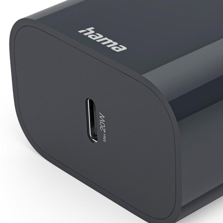 Actual product image Hama Fast charger, USB-C, Power Delivery (PD), 20 W, anthracite (20 W, 1 portion)