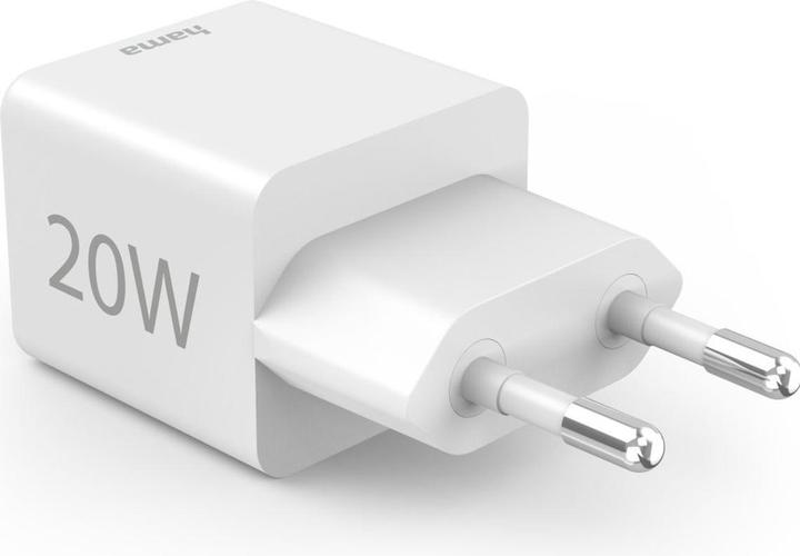 Produktbild Hama Schnellladegerät, 1*USB-C PD, 1*USB-A QC, Mini-Ladegerät, 20W, Weiss (20 W)