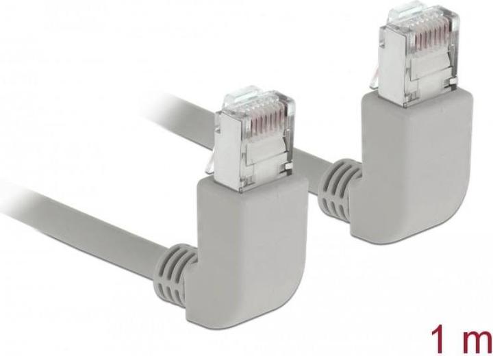 Actual product image Delock Patch cable RJ-45 (M) angled upwards to RJ-45 (M) angled upwards (S/FTP, CAT6a, 1 m)