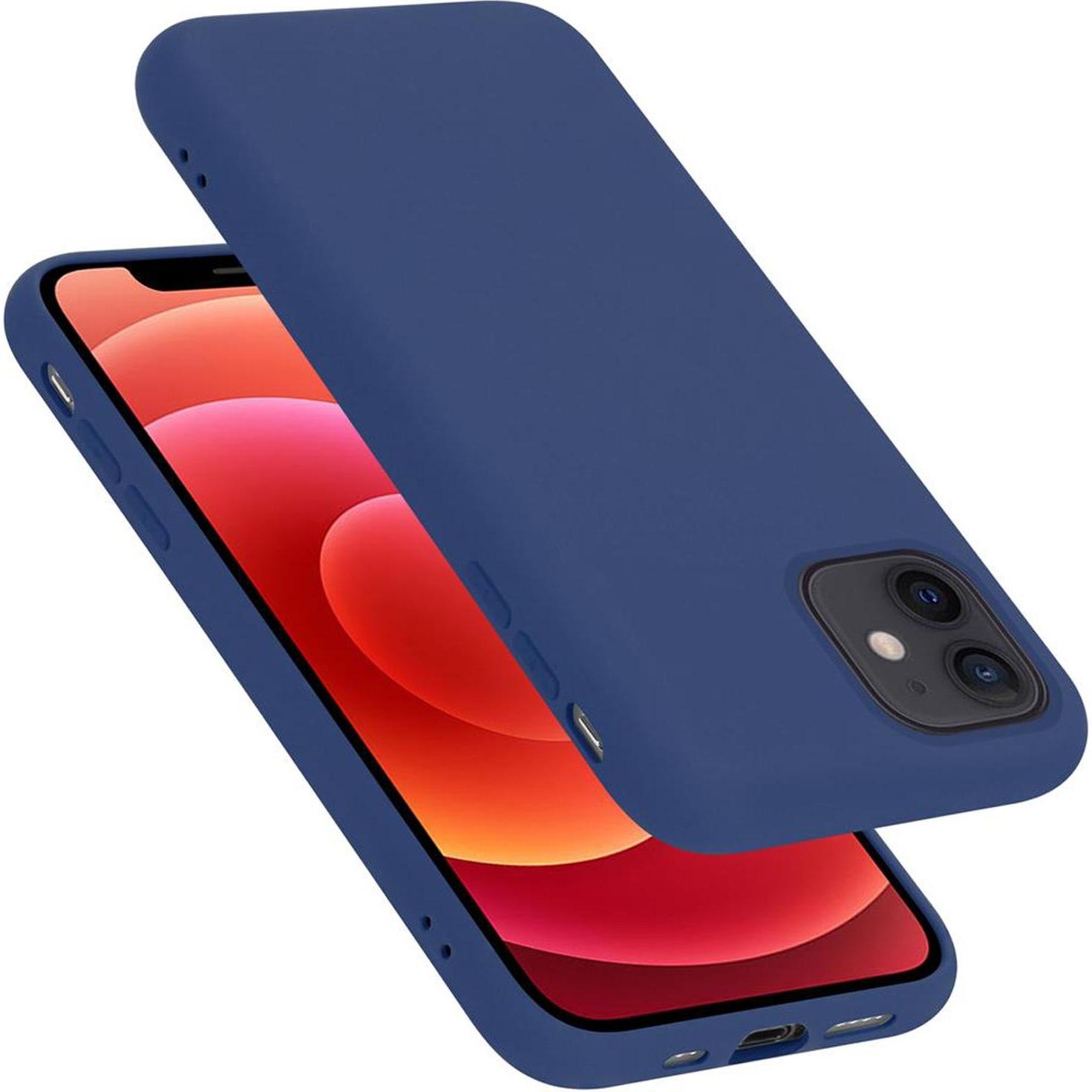 Cadorabo TPU Liquid Silicone Case Cover (Apple iPhone 12 mini), Smartphone Hülle, Blau