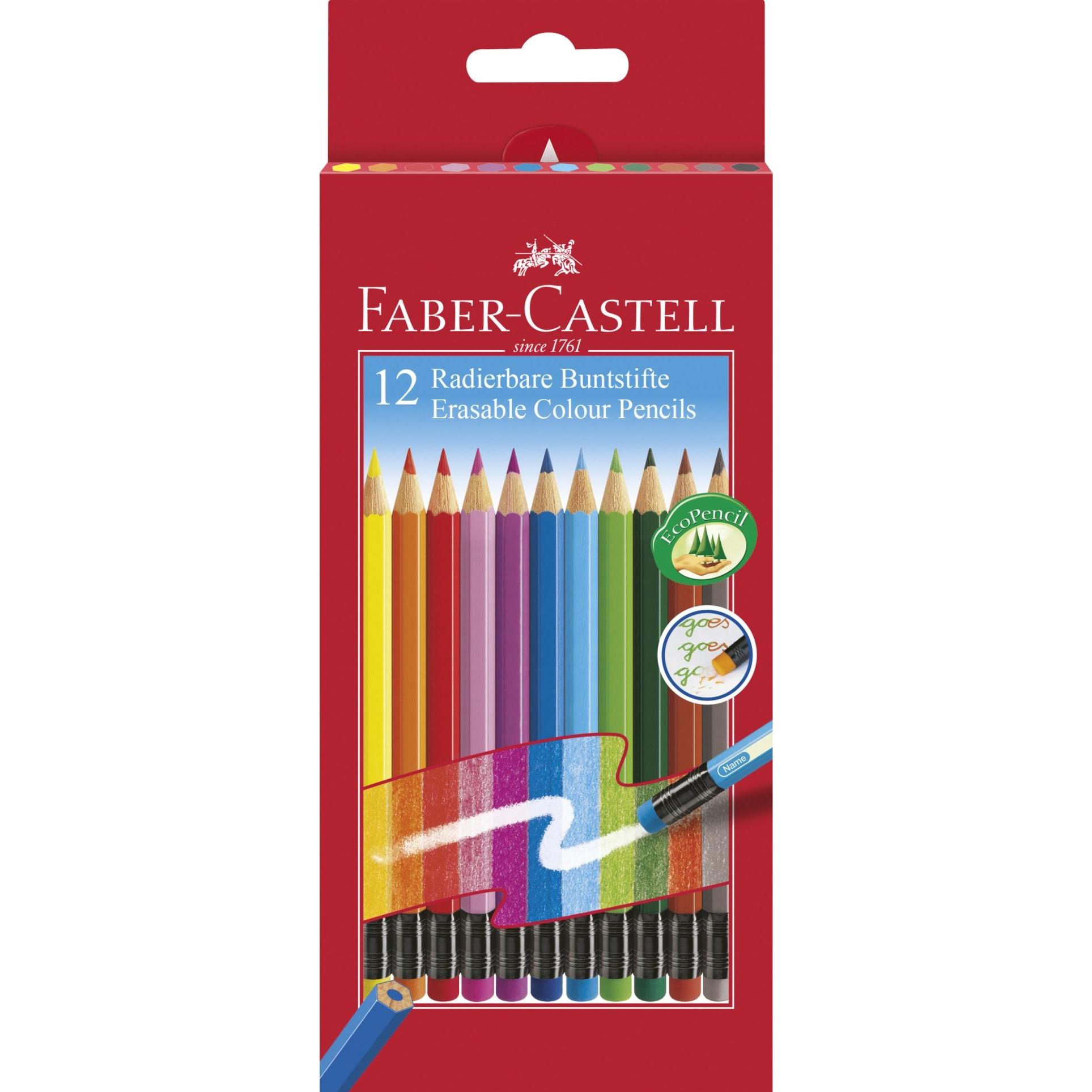 5x Faber-Castell, Malstifte, Radierbare Farbstifte (Mehrfarbig, 12 x)