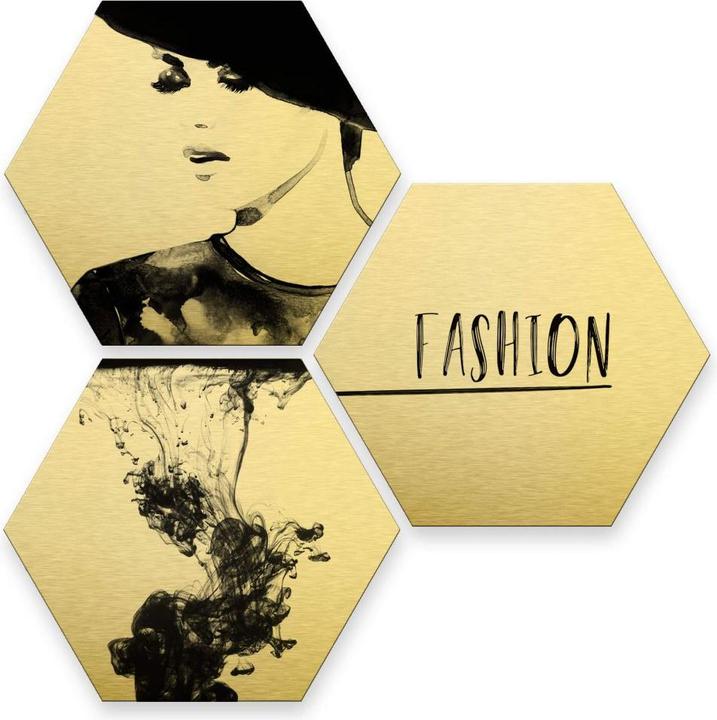 Trenddeko Bild Hexagon Fashion Mode 3er Set, Aluminium (25 x 22 x 22 cm)