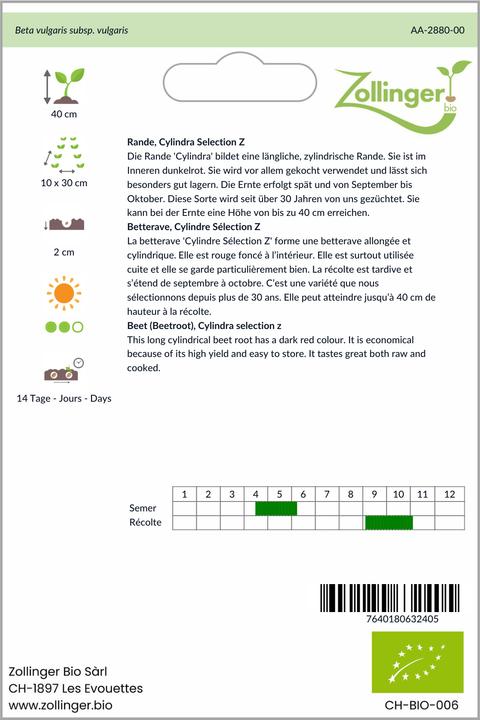 Produktbild Zollinger Bio Randen, Cylindra Selection Z