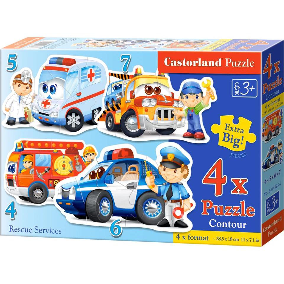 Castorland Rescue Services, 4x Puzzle (4+5+6+7)Teil (22 Teile)