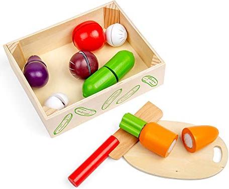 Bigjigs Wooden box with cut vegetables