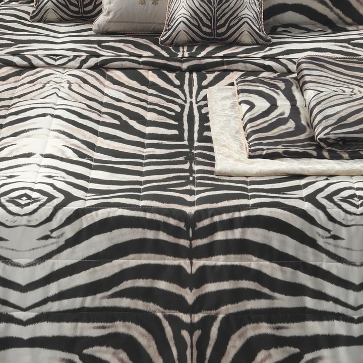 Immagine prodotto Roberto Cavalli Specchio per biancheria da letto Maco-Sateen Zebra naturale (Set di biancheria da letto, 135x200 cm + 80x80 cm)