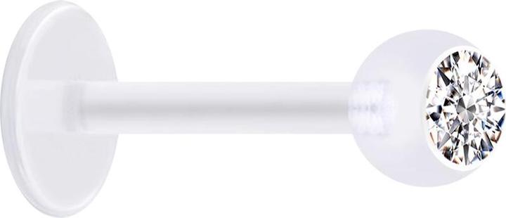 Produktbild Star Piercing Micro Labret transparent mit Kugel und Kristall silber (ohne Messing, Bioflex)