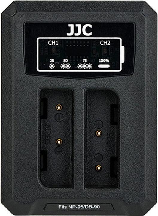 JJC Fuji DCH NP95 USB Dual BatteryCharger (pour Fujifilm NP 95 / Ricoh DB 90) (Chargeur de batterie d'appareil photo)