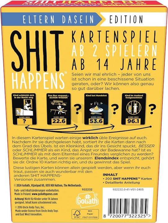Nutritional values and ingredients Goliath Toys Card game Shit Happens Parenting Edition (German)