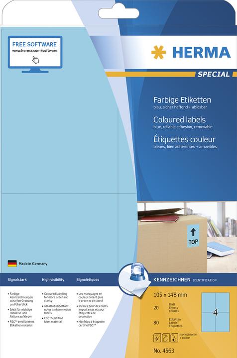 Actual product image HERMA Colour labels A4 removable