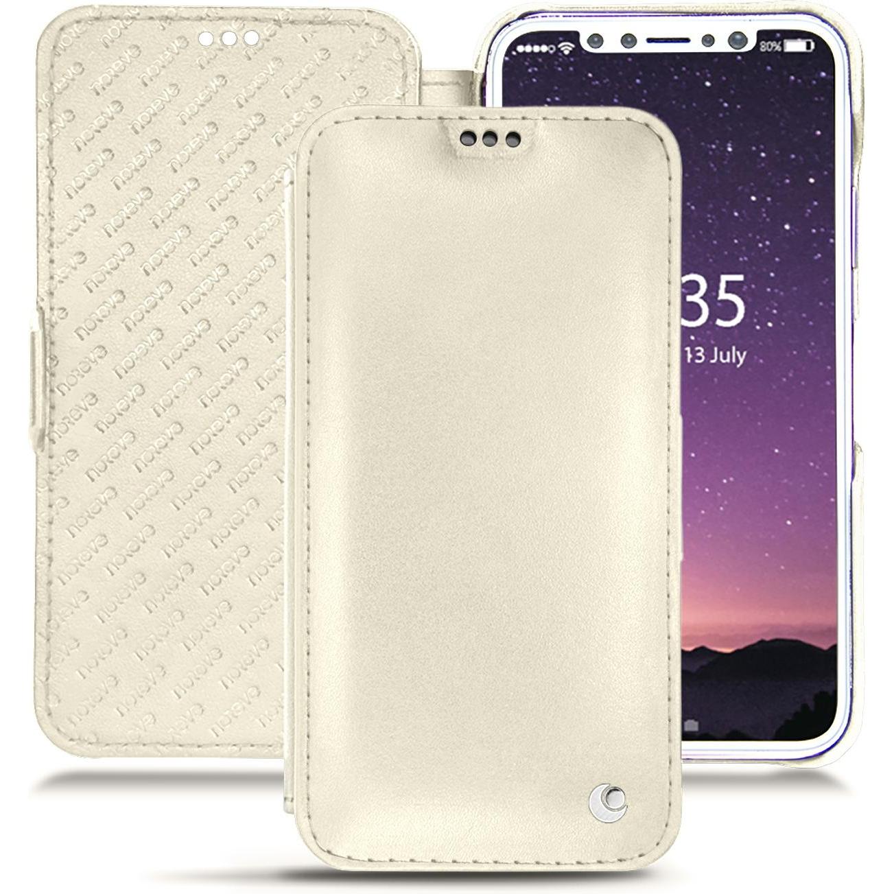 Noreve Lederschutzhülle horizontal (Apple iPhone X), Smartphone Hülle, Weiss