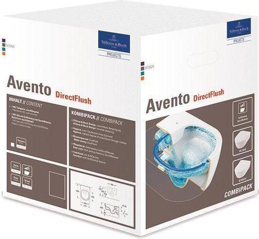 Produktbild Villeroy & Boch V&B Combi-Pack AVENTO m WWC ti. DF u WC-Sitz SlimSeat we C+