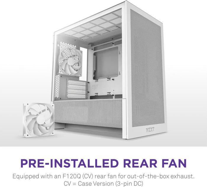 Actual product image NZXT H3 Flow (2025) All White Midi Tower ATX Gaming Gehäuse weiss mit Glasfenster (mATX, Mini-ITX)