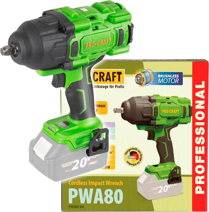 Procraft PWA80bb Akku Schlagschrauber 20 V 1600 Nm 1/2" Brushless Solo - ohne Akku, ohne Ladegerät