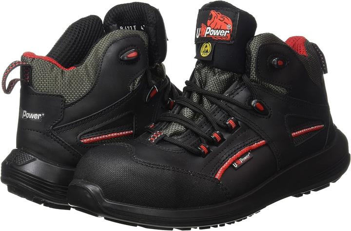 Actual product image U-Power Safety boot Teak size 39 black/red S3 SRC ESD EN ISO 20345 smooth leather (S3, 39)