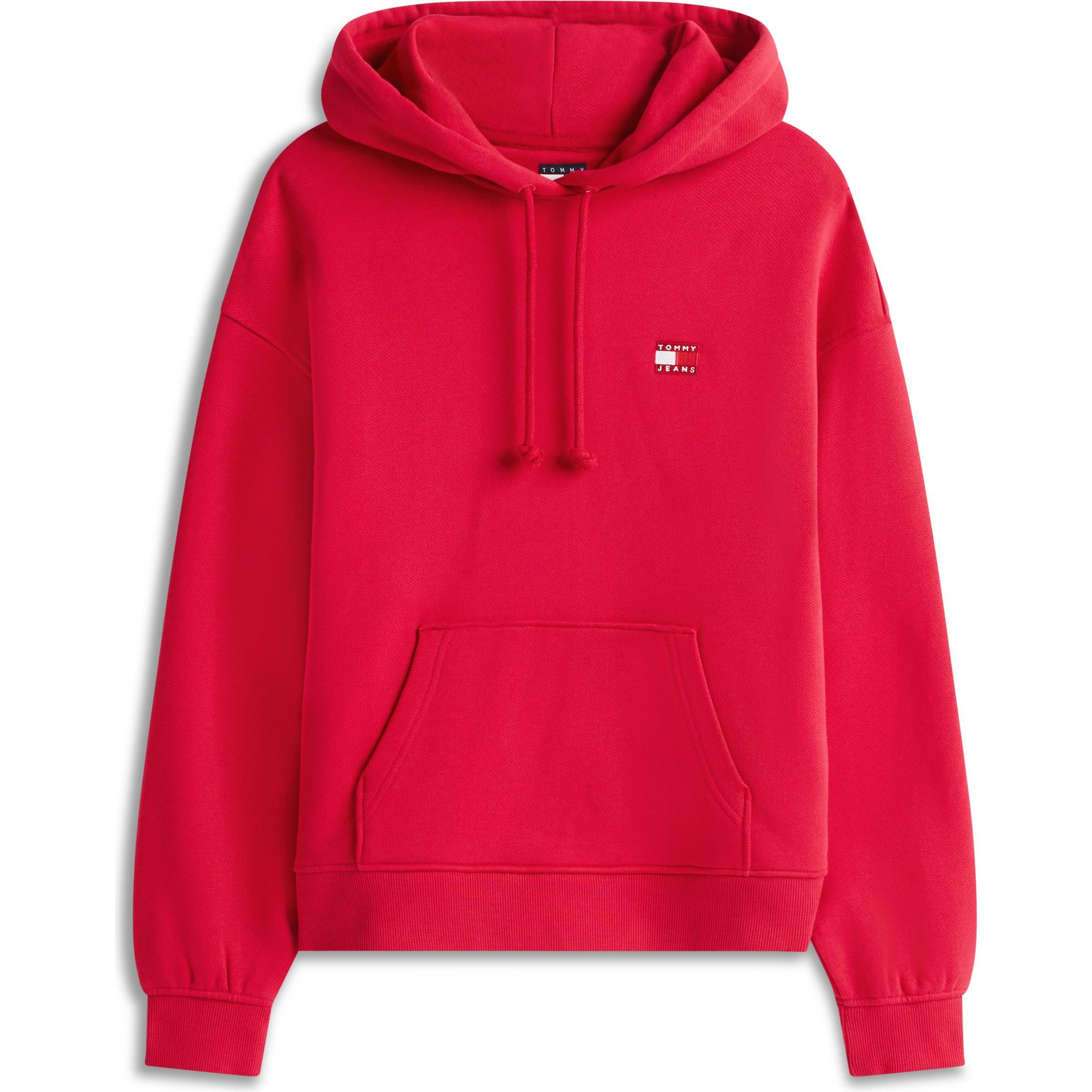 Tommy Jeans, Donne, Felpa + Maglione, Tjw Bxy Badge Hoodie Ext, Rosso, (S)