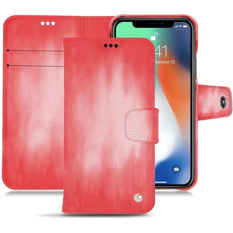 Noreve Lederschutzhülle Wallet (Apple iPhone XS Max), Smartphone Hülle, Rosa