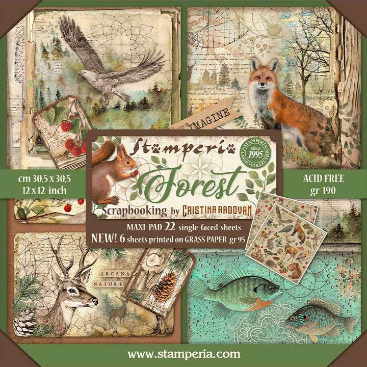 Produktbild Stamperia Maxi Scrapbook-Block "Forest" (190 g/m², 1x)