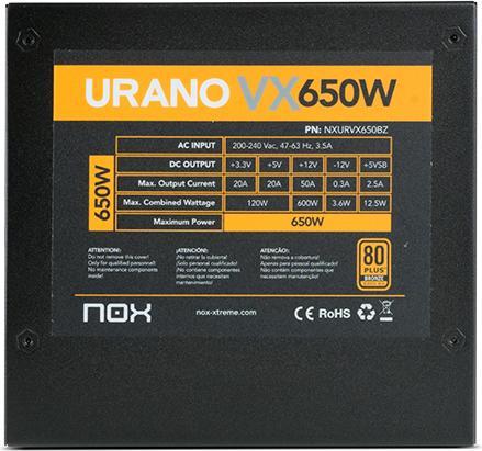 Immagine prodotto Nox Urano VX Bronze Edition Alimentatore 650 W 20+4 pin ATX ATX Nero (650 W)