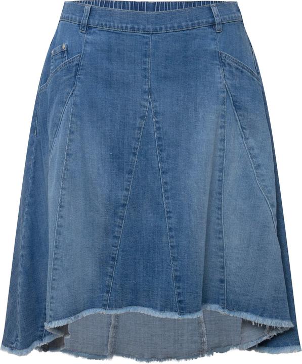 Image du produit Ulla Popken Jupe en jean, plis godet et ourlet frangé. Silhouette en A. (56)