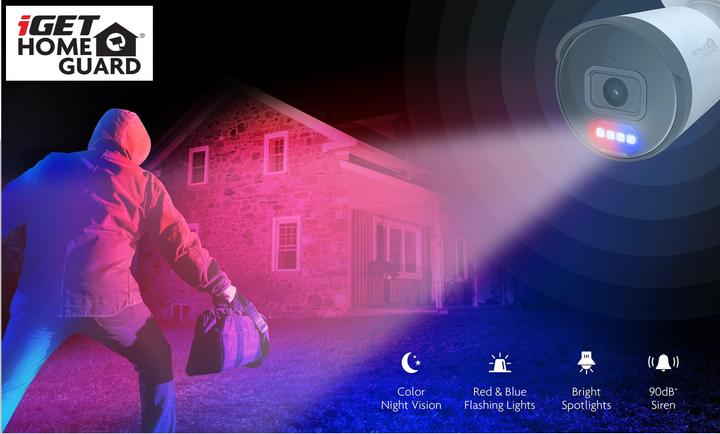 Actual product image iGet HOMEGUARD HGNVK88504 - kamerový PoE systém s 4K rozlišením, obousměrným zvukem a LED (3840 x 2160 pixels)