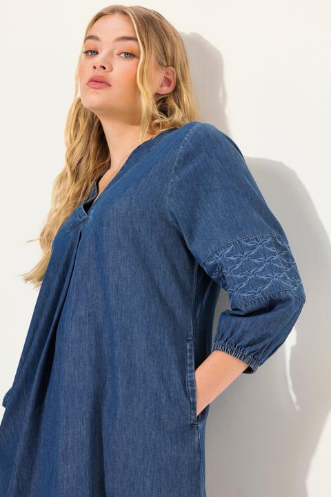 Immagine prodotto Laurasøn Abito midi di jeans con scollo a V e maniche a 3/4 (M)
