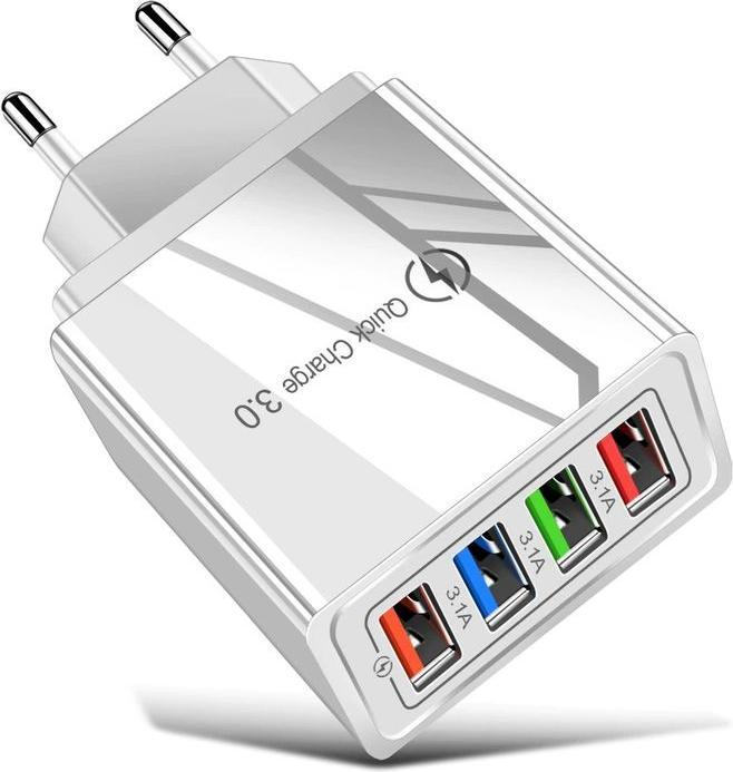 Produktbild Hermex Schnellladegerät 18W 4-Port USB-A 3.1 QC3.0 Reiseadapter Ladeadapter (18 W, 4 Ports)