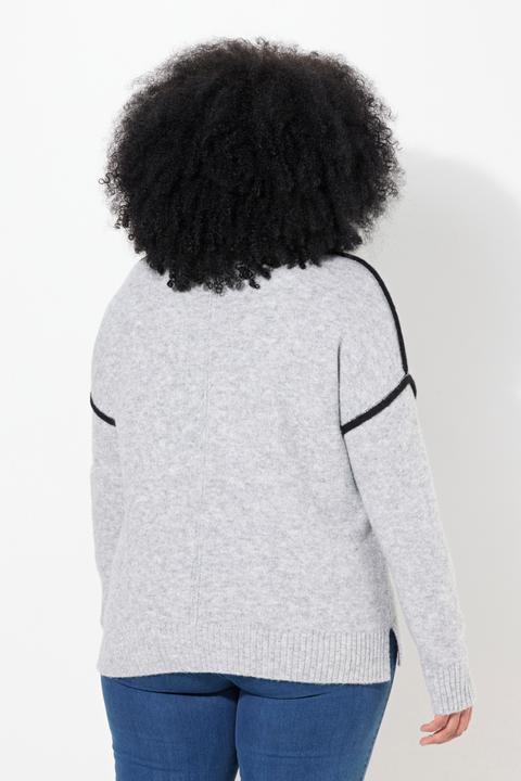 Image du produit Ulla Popken Pull rayé oversize, col montant et manches longues (62)