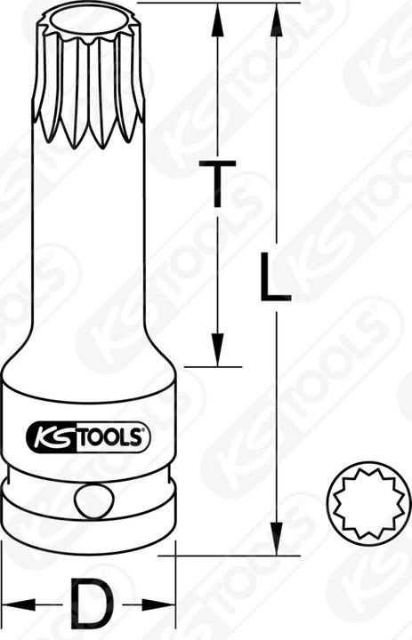 Image du produit KS Tools Douille à embout de force 3/4" pour vis à plusieurs dents (XZN®), courte