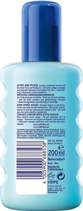 Immagine prodotto NIVEA Spray Doposole Idratante Nutriente (Getto vaporizzato, 200 ml)