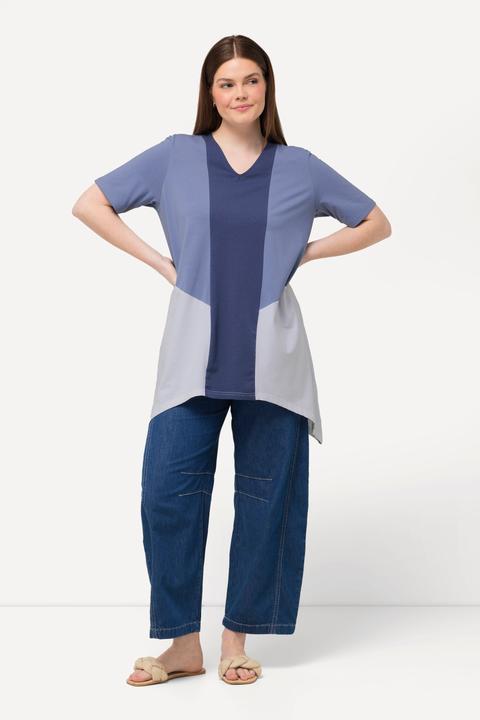 Immagine prodotto Ulla Popken T-shirt di cotone biologico con orlo a punte, scollatura a V e mezze maniche (46, 48)
