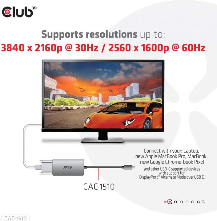 Immagine prodotto Club 3D USB Typ-C zu (DVI, 24.50 cm)