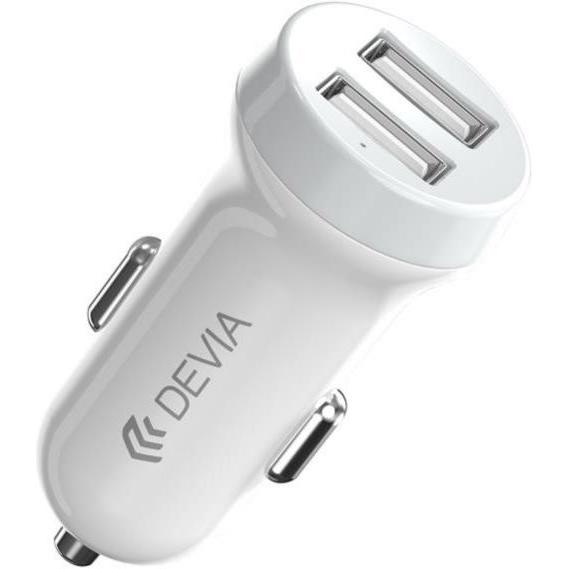 Devia Smart series car charger suit for Lightning (5V3.1A,2USB) white, Auto Adapter, Weiss