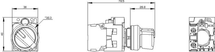 Produktbild Siemens Selector switch, 22mm, black, white