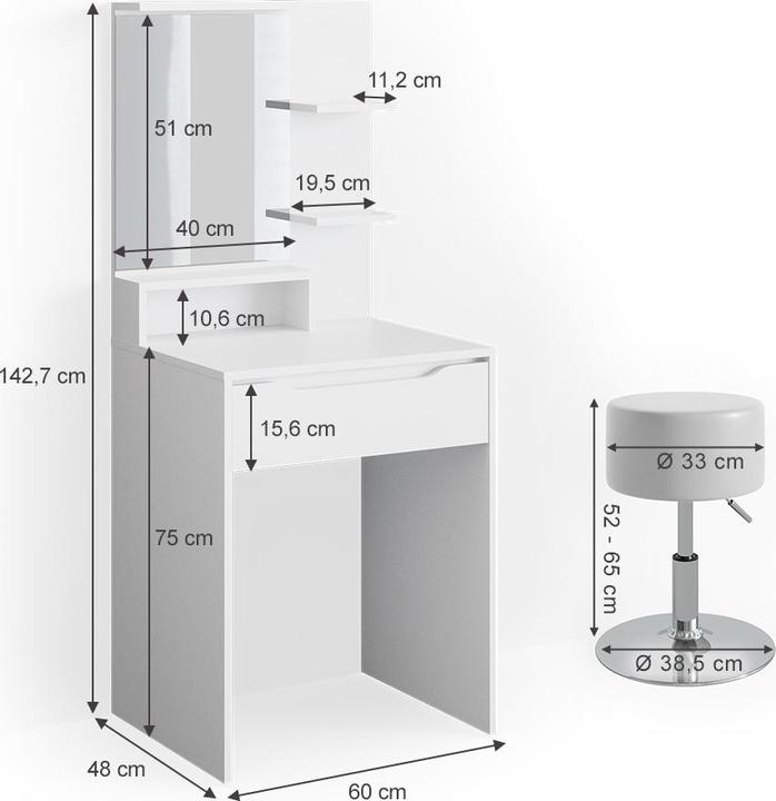 Produktbild Vicco Ruben mit Hocker (60 x 48 x 142.70 cm)